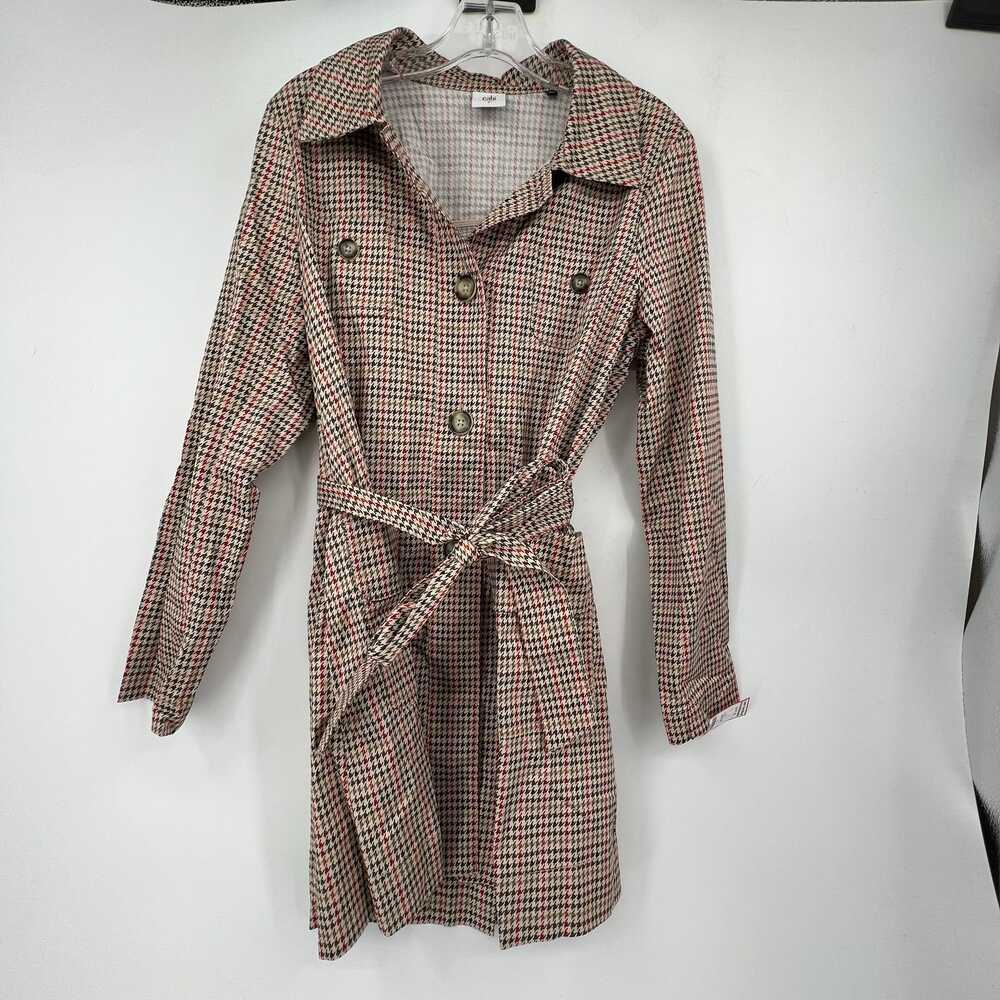 Cabi Red Tan Trench Coat Houndstooth Pockets | Womens S - Picture 7 of 8
